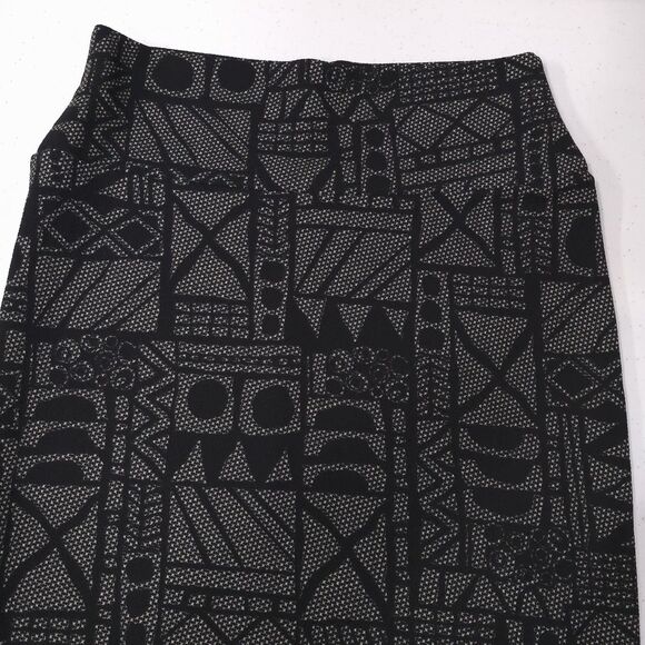 Black Stretch Comfort Pencil Skirt Sm 28-30W Knee Length Geometric Office Career - Picture 11 of 12